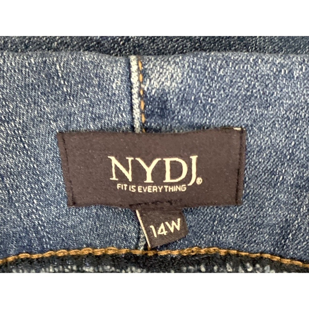 NYDJ Jeans Womens 14W Blue 37.5X32 Pull On Stretch Wide Leg High Rise Denim - Picture 7 of 9